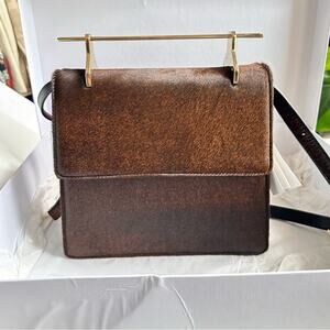 M2M Alletier NIB Brown Pony Leather Crossbody Bag